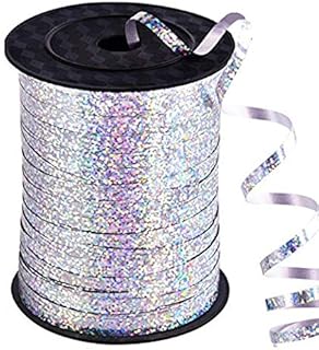 500 Yards Silver Crimped Curling Ribbon Shiny Metallic Balloon String Roll Gift Wrapping Ribbon for Party Festival Art Cra...