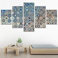 SIGNWIN 5 Panel Canvas Wall Art Modern Art Abstract Contemporary Edgy Mixed Media Multicolor Patterns for Home Decorations Ready to Hang - 60