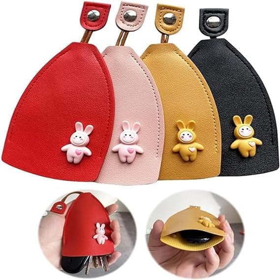 Car Key Case, Cute Pull-Out Key Case Cover, PU Leather Portable Car Key Protective Bag (Random Colors) (Pack Of 2)-image-25