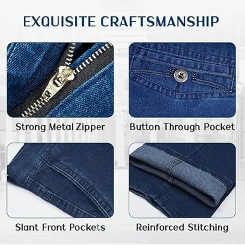 Jett Jeans for Older Men, Jettjeans3 - Men's Classic Straight Fit Stretch Jeans, Jetjeans Stretch Denim Jeans Over 603