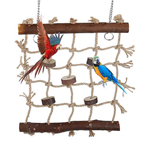 Hffheer Bird Climbing Net Hemp Rope Bird Climbing Ladder Hanging Cage