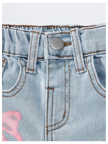 MakeMeChic Girl's Bow Print Bell Bottom Jeans Flared Leg Y2K Denim Pants Streetwear3