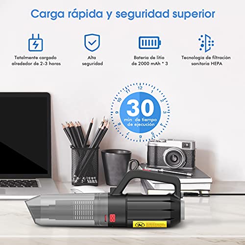 Aspirateur a Main sans Fil - 7000 PA Aspirateur Main,2000 mAh Aspirateur Voiture Puissant,Aspirateurs à Main avec Filtre Lavable,Aspirateur de Table Sec et Humide pour Poils d'animaux,Maison,Voiture - Image 6
