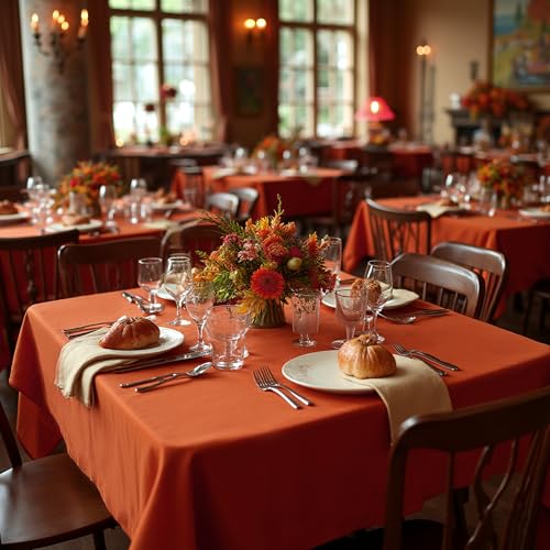 Image of sancua Square Tablecloths Fall Table Cloth, Rust, 70x70 Inch, 2 Pack