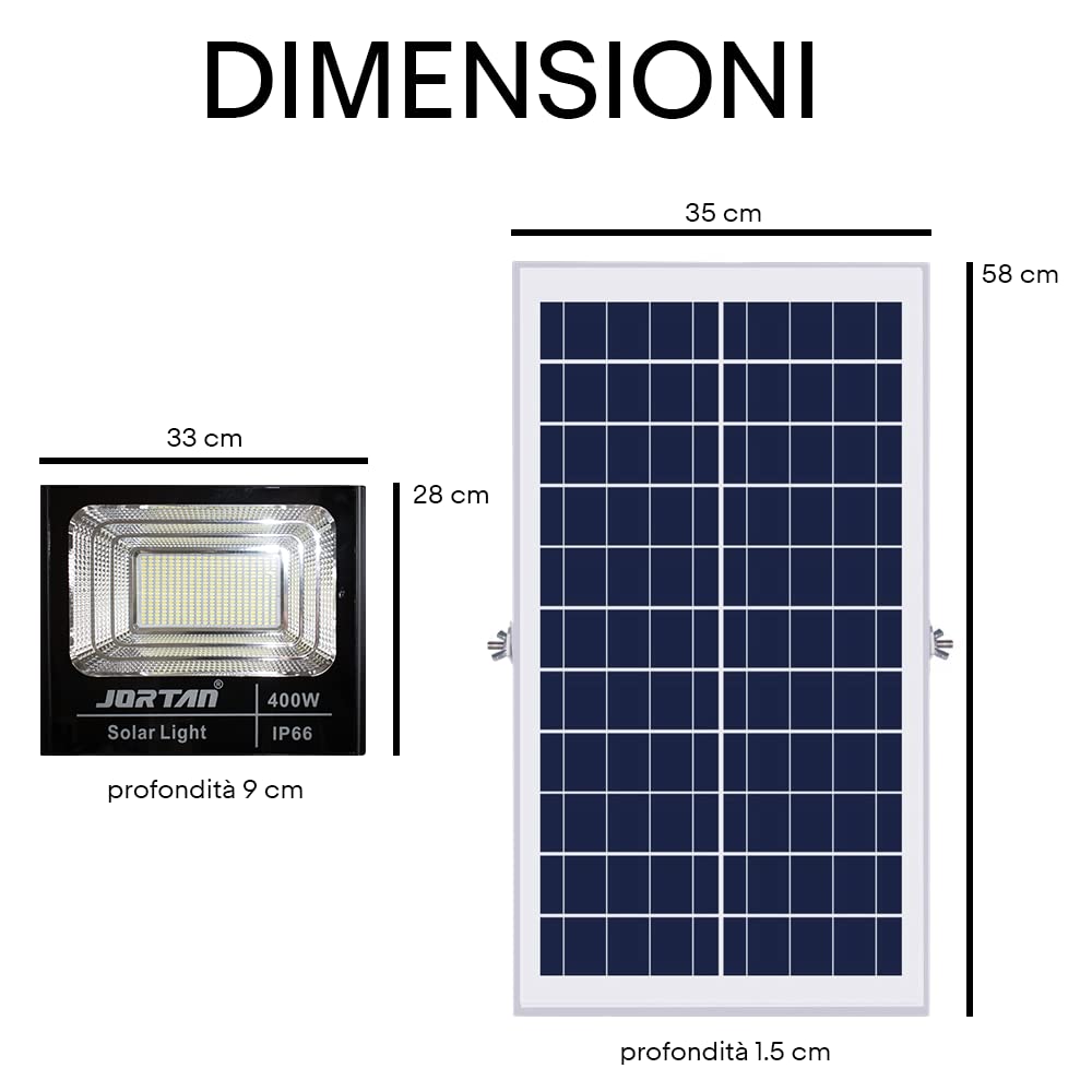 Faro 400W 380 Led con Pannello Solare e Telecomando