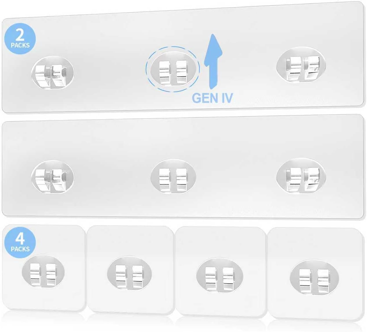 Elegant Shower Caddy Adhesive Replacement, 6 PCS Strong Waterproof Adhesive Hooks and Strips for Shower Shelf and Bathroom Storage Shelf, No Drilling Also Fit Kitchen Rack