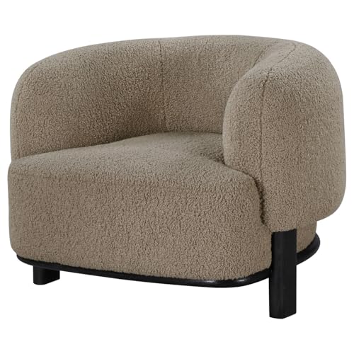 Sillón elegante tapizado color champiñón miniatura 4
