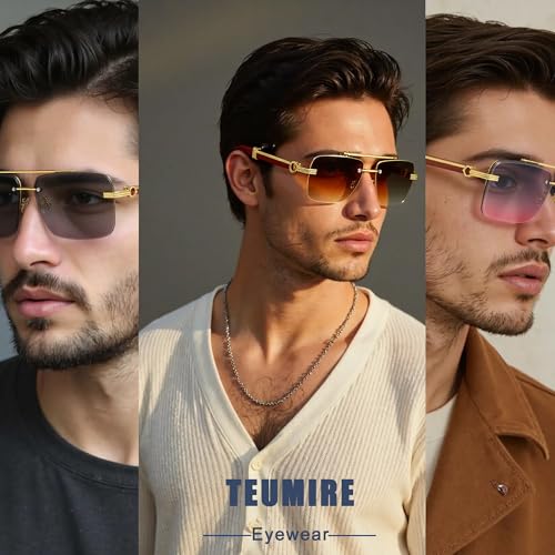 Image of Fashion Rimless Rectangle Sunglasses Mens Womens Frameless Square Sun Glasses UV 400