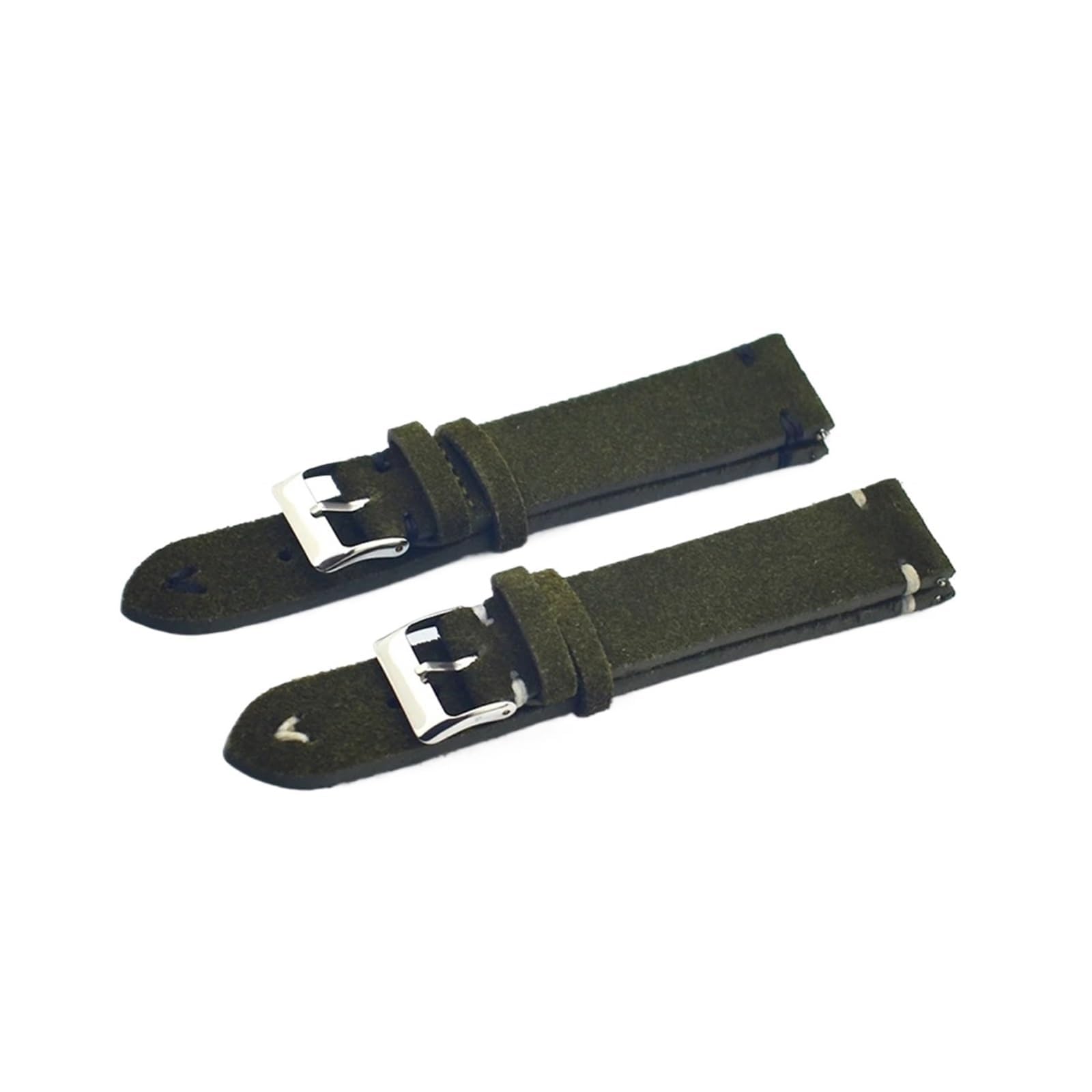 Zielone paski do zegarka, pasek do zegarka, skóra zamszowa, mężczyźni, kobiety, 18 mm, 20 mm, 22 mm, pasek zastępczy (zielono-biała linia, 20 mm)