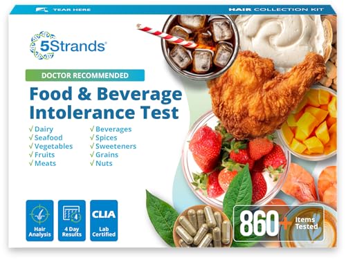 5Strands Food & Beverage Intolerance Test for Adults & Kids, 868 Items Tested, Gluten & Lactose, at-Home Sensitivity Testing, Hair Analysis, Gut Health Test, Results in 4 Days