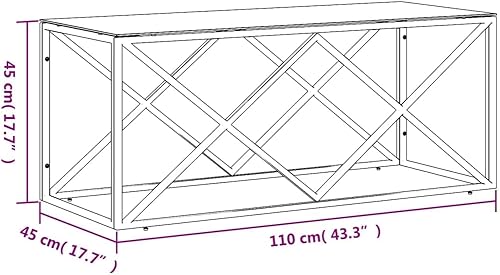 Miniatura 2 de mesa de Centro para sala Mesas de centro Mesa de centro de 43.3 x 17.7 x 17.7 pulgadas de acero inoxidable y vidrioAdecuado para salas de estar,