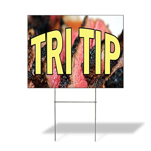 Plastic Weatherproof Yard Sign Grilled Meat BBQ Tri Tip red for Sale Sign