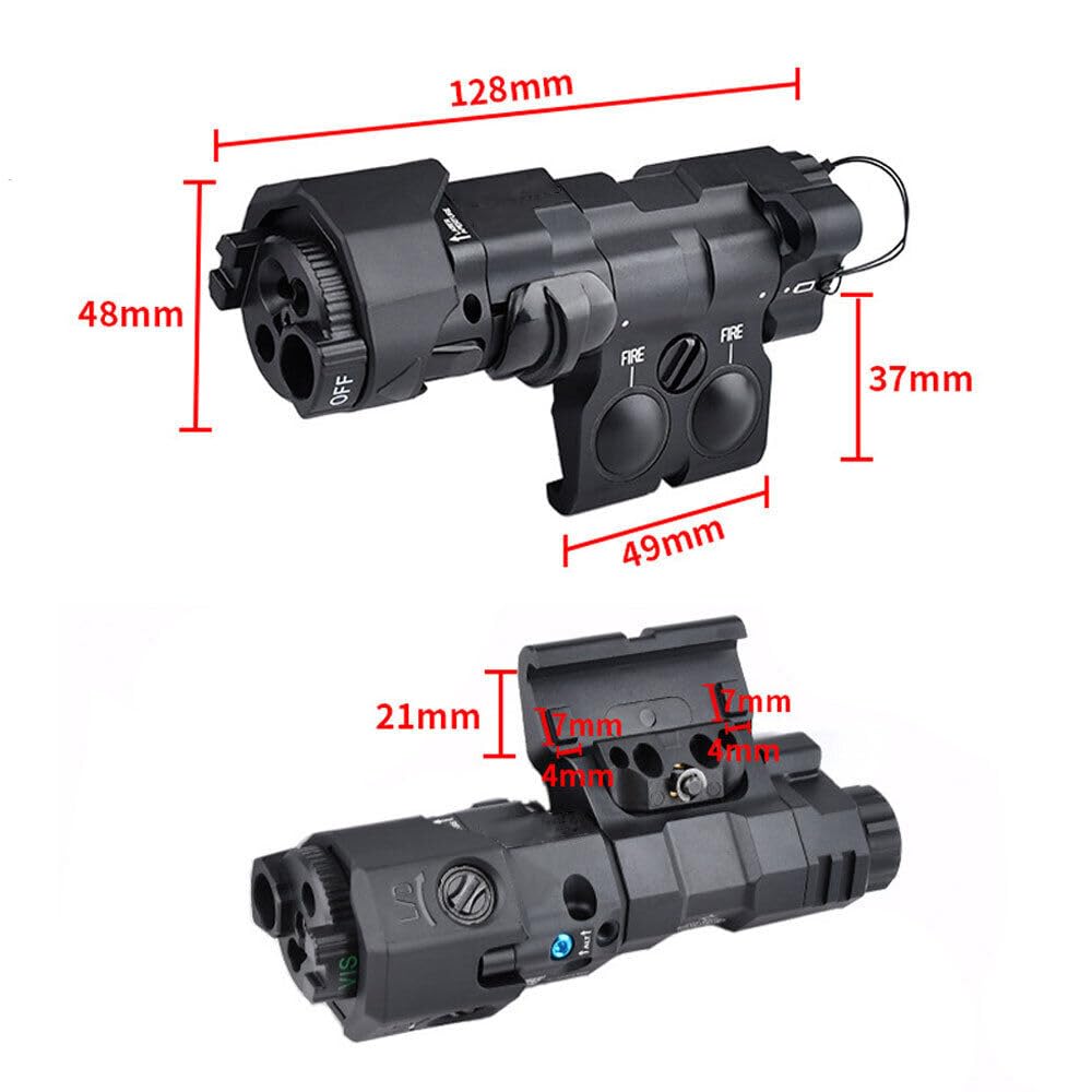 Metal MW C1+ Box Aiming Laser Sight(with Red/Green/Blue Laser+IR Laser+IR Fill Light + 220 Lumens LED Flashlight), & New Dual Wire Modular Remote Pressure Switch(SF+2.5) Combo,Black