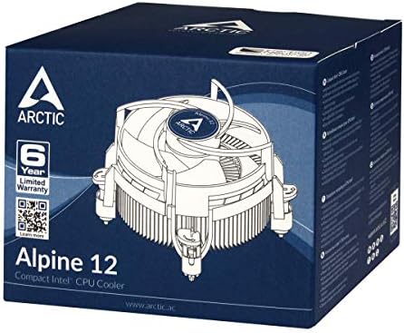 ARCTIC Alpine 12 - CPU Cooler for Intel Sockets 115x and 1200, 92 mm PWM Fan, up to 95 W Cooling Power, with Pre-Applied MX-2 Thermal Compound, Easy Installation