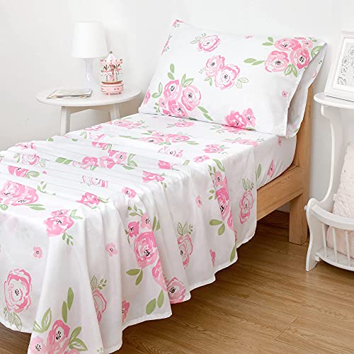 Tillyou Parure De Lit 3 Pieces En Microfibre Pour Enfant Motif Floral Drap Housse Drap Plat Et Taie D Oreiller Parure De Lit Pour Bebe Parure De Lit Et Taie D Oreiller