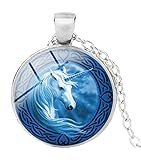 Versand aus Deutschland. Merchandise for Fans Einhorn Halskette mit Anhänger aus Glas und Kette/Silberschmuck/Indianerschmuck - 01