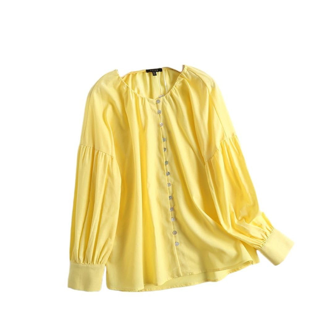 Tops Für Damen,Damen-Bluse, Elegant, Aus Baumwolle Und Leinen, Ballon-Langarm, Baggy-Hemden, Tunika, Button-Down-Hemden, Oberteile, Sexy Party-Oberteile, Lässige Büro- Und Business-Bluse Für Mädchen