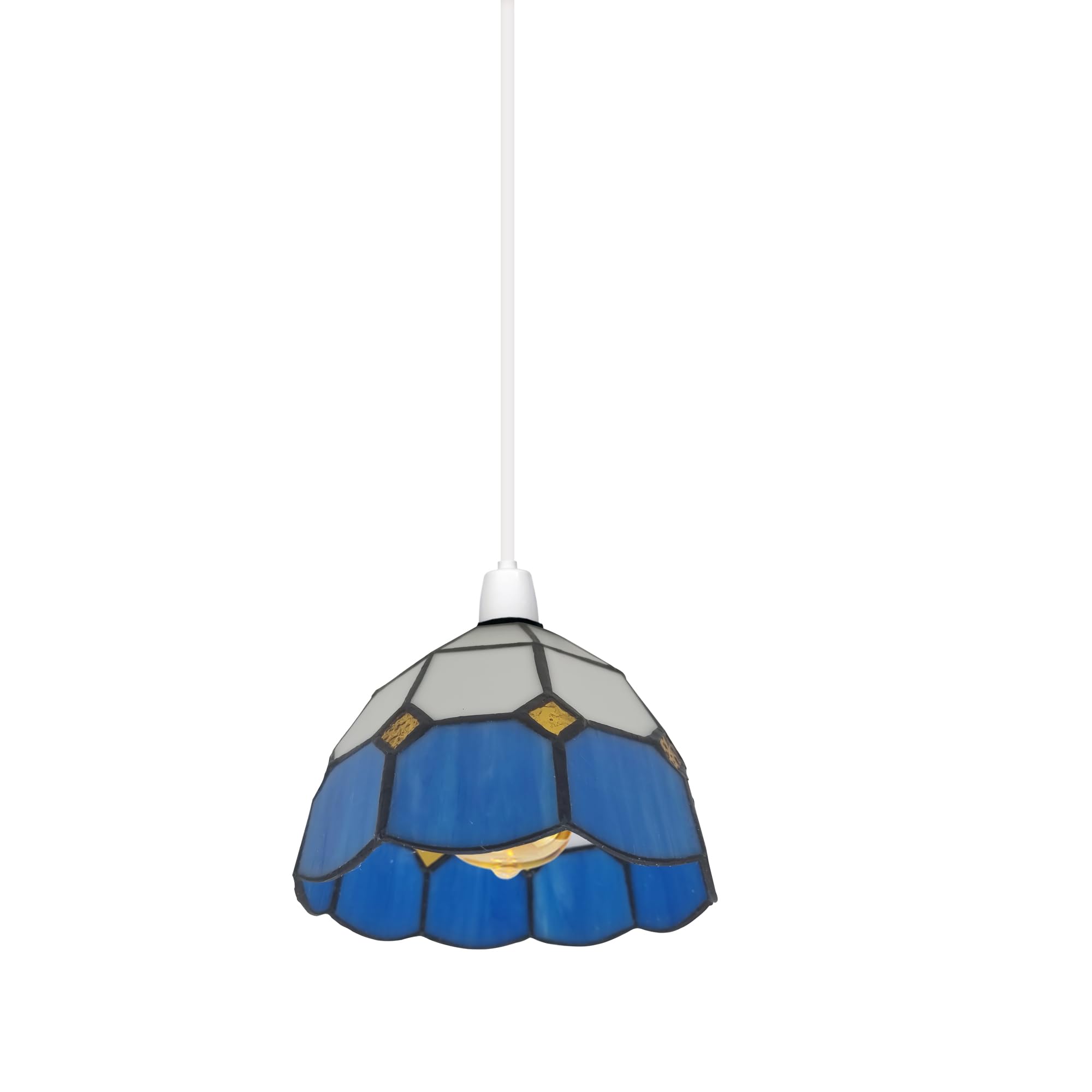 DC VOLTAGE Tiffany Glass Shades Stained Glass Lamp Shade 16cm Blue and  White Fan Shades Wall Lamp Pendant lamp Replacement Shades (Style 5) –  BigaMart, image size:2000x2000