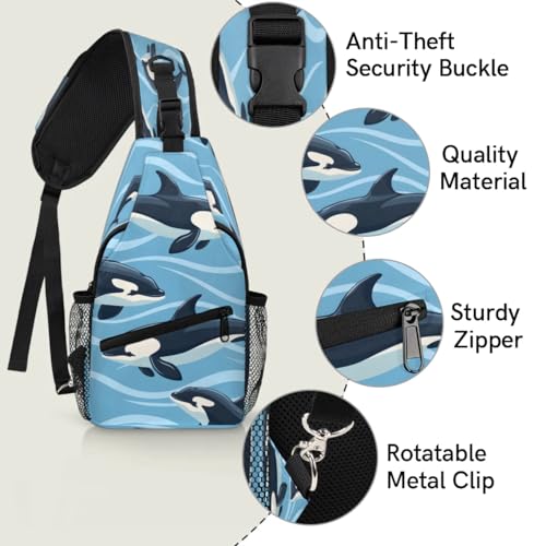 Bolso tipo sling unisex viaje y senderismo delfines miniatura 3