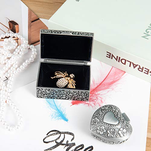 Feyarl Vintage Jewelry Trinket Box Ring Earrings Necklace Organizer Case Metal Treasure Chest Storage Keepsake Gift Box For Girl Birthday Mother's Day #TOP3