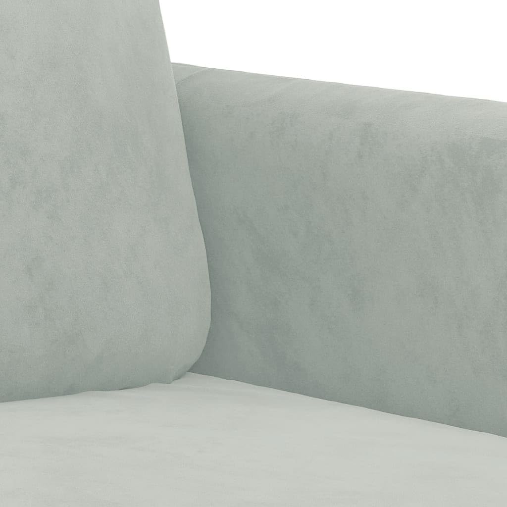 Juego de 3 sofás de terciopelo gris claro, 2 sofás de 2 plazas con reposapiés, diseño moderno, marco de metal resistente, acolchado cómodo para salón, opción en forma de L
