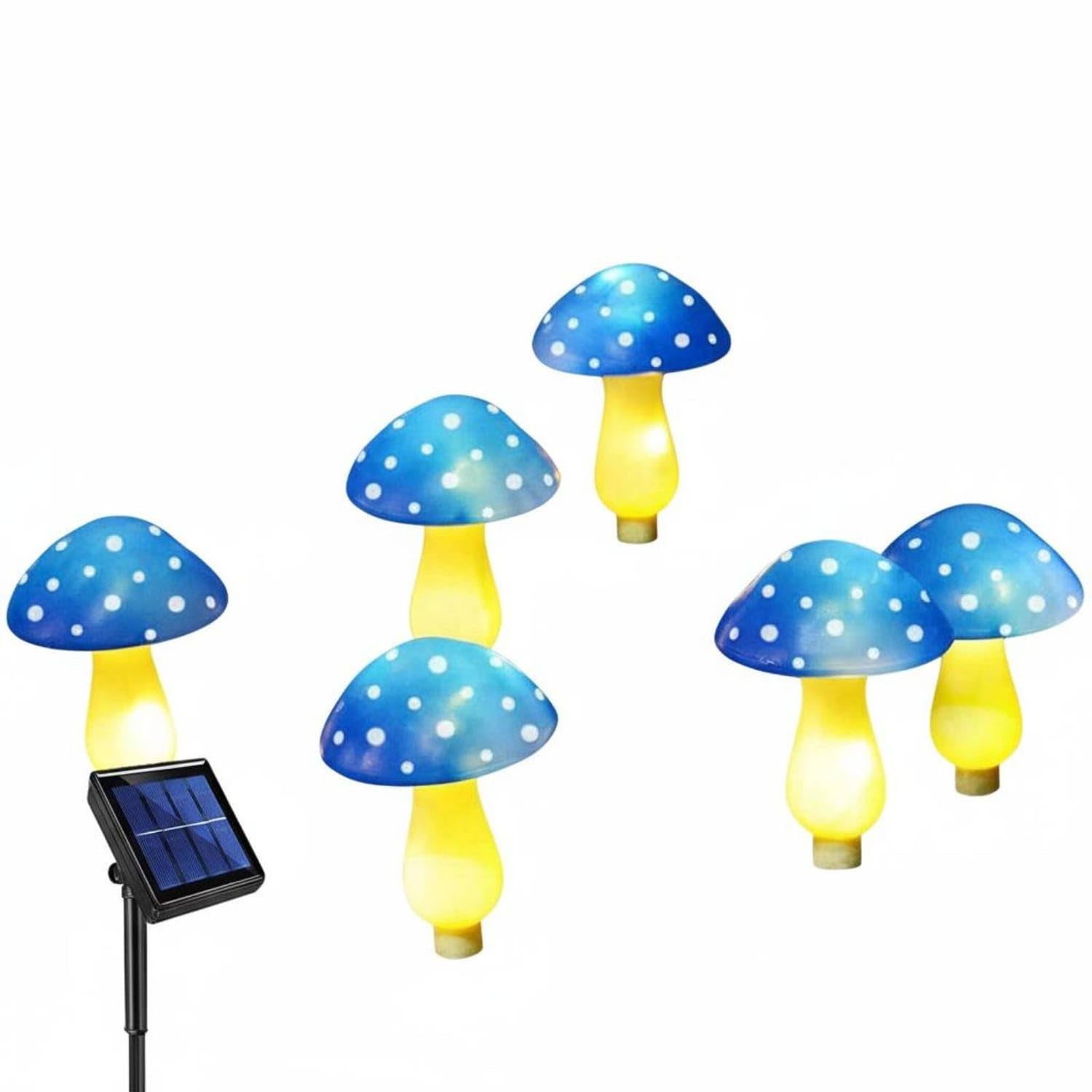 Waterproof Solar Fungus-Shaped Lights Auto On/deactivated Fungus-Shaped Garden Stake Lights for Flower Bed, Lawn, Patio, Blue, 6 PCS-picture-15