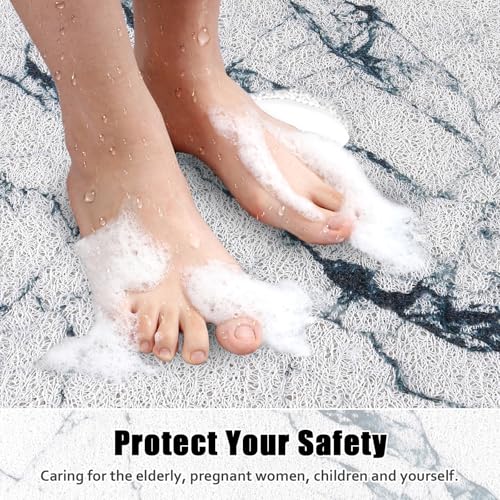 Image of Square Shower Mat Non Slip: 24x24 Inch Shower Floor Mat with Drain Hole in Middle, Super Soft and Comfortable PVC Loofah Massage Bath Mat for Shower, Anti Slip Shower Stall Mat, Quick Drying