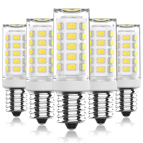 Eco.Luma E14 LED Lampen, 4W 550LM Ersetzt 40W Halogen Lampe, E14 Glühbirne für Kühlschranklampe, Dunstabzugshaube & Schreibtischlampen (Neutralweiß 6000K 5 Stück, Dimmbar)