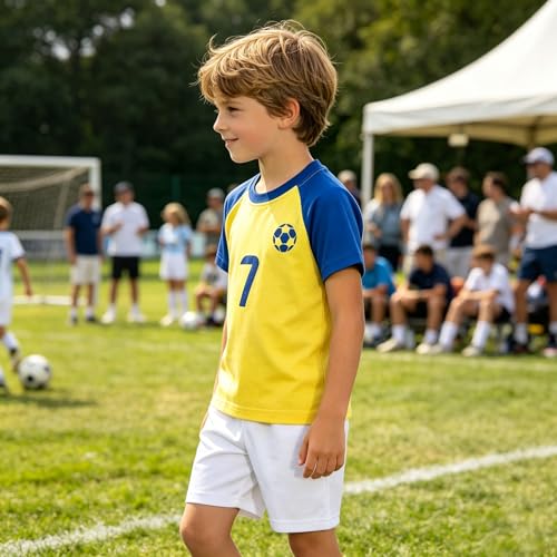Image of Soccer Jersey Kids Boys Argentina Jersey Shirt Soccer Boys Tshirts Round Neck Short Sleeve Top