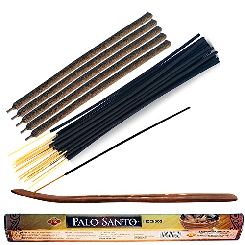 Palo Santo Varillas de Incienso Extra Gruesas + 20 Varillas de Palo Santo Finas Original de Perú y Quemador de Incienso Cover