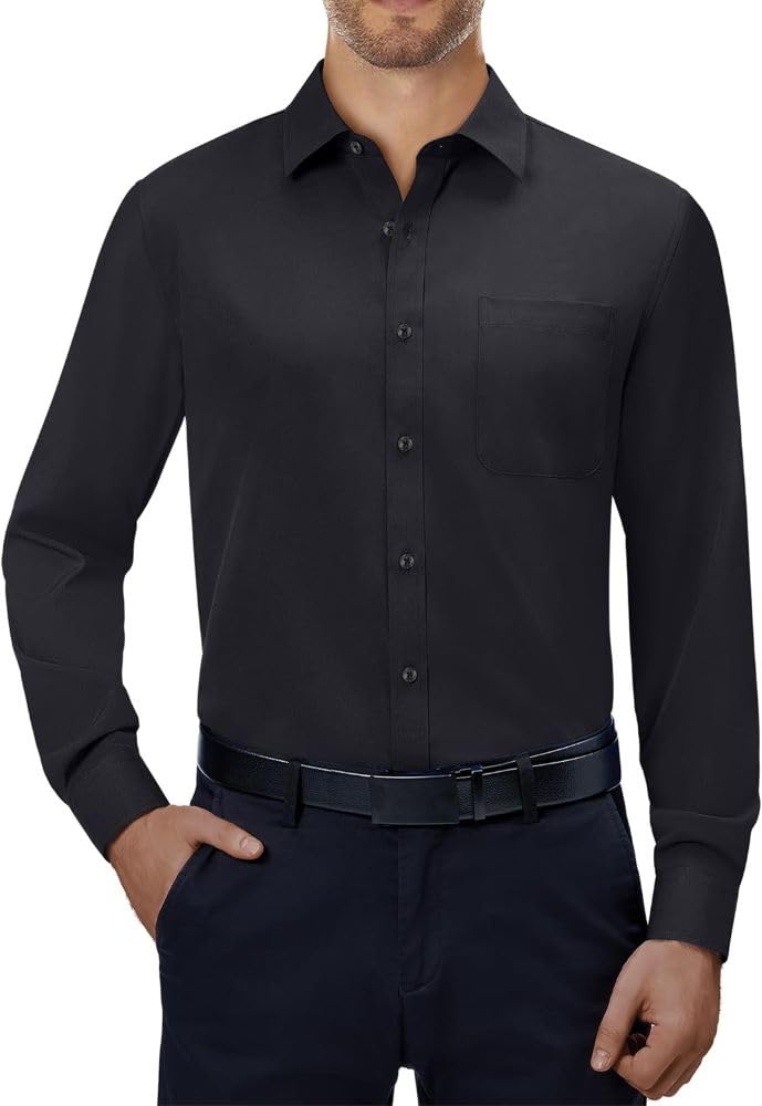 Scott International Shirt for Men, Solid Full Sleeves Shirt, Wrinkle Free Mens Shirts, Cotton Formal Shirts, Regular Fit Stylish Mens Shirt, Plain Formal Shirts for Men Black (B0D3X3QW27) Amazon Price History, Amazon Price Tracker