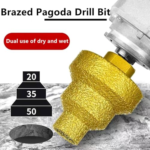 Broca de diamante soldada M10/M14 para baldosas, piedra, roca y placas, broca integrada para escariado (M10, 20-35-50 mm) miniatura 7