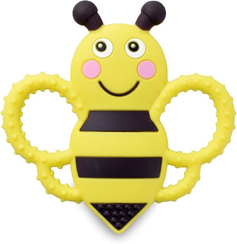 sweetbee Buzzy Bee - Juguete mordedor multitextura suave y relajante fácil de sostener sin BPA apto para congelador y lavavajillas