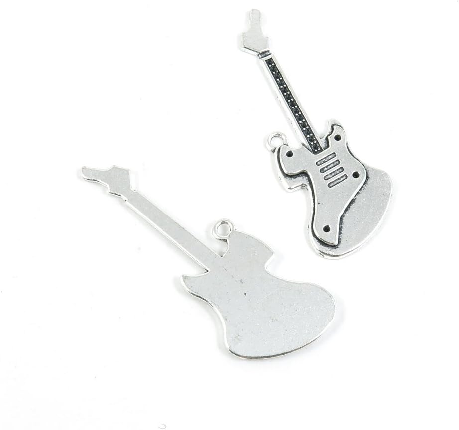 Antique Silver Tone Jewelry Making Charms Pendant Findings Craft Supplies Bulk Lots Arts J0CL3 Electric Guitar