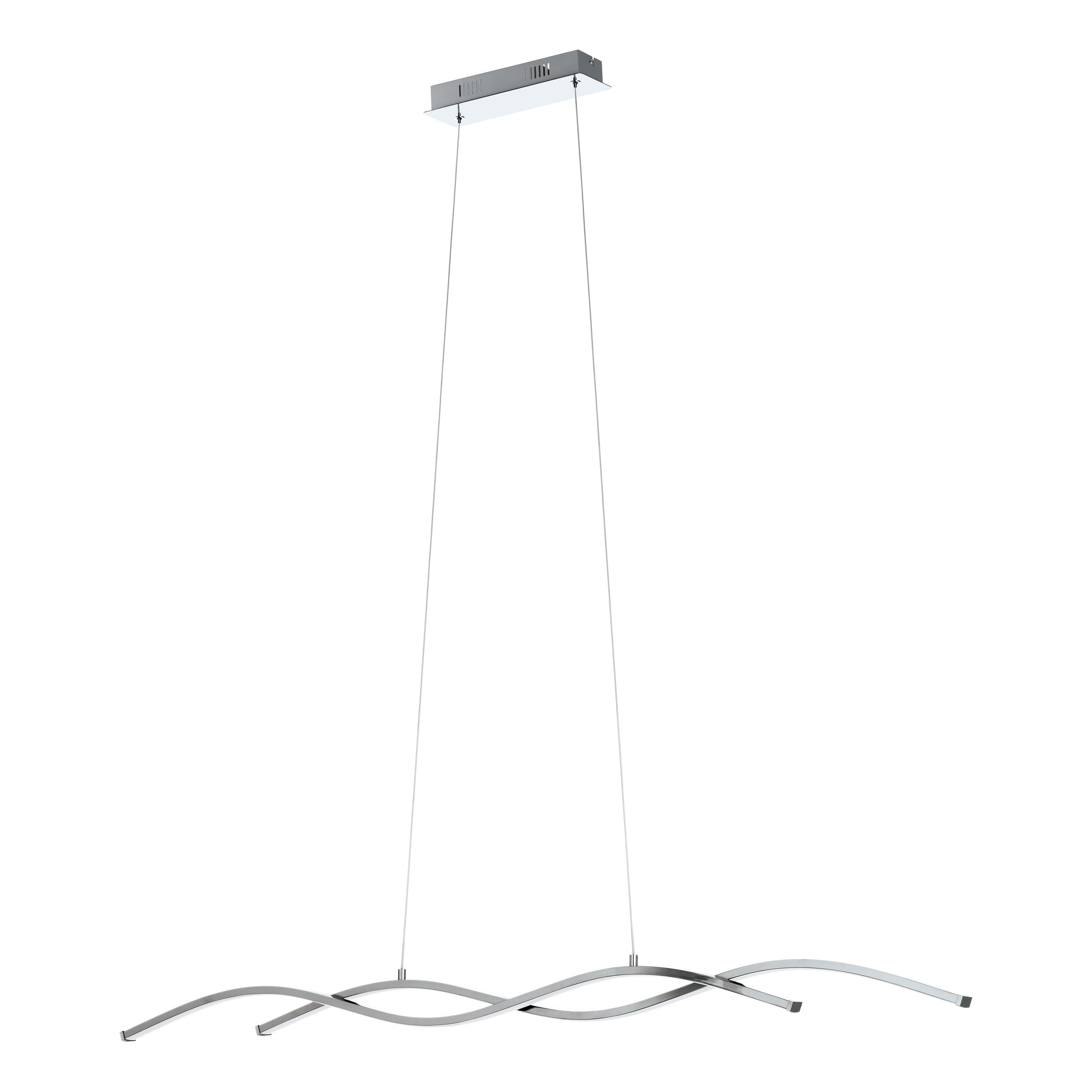 Eglo LED Pendant Lamp Lasana 2, 2-Light Suspension lamp, Hanging Light Made of Aluminium, Steel, Plastic, Colour: Chrome, White, Length: 120 cm