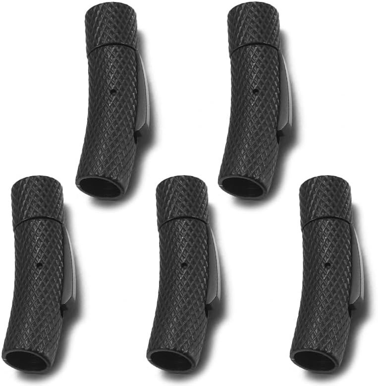 5 Sets Stainless Steel Bayonet Clasps Leather Cord End Clasp Integral Clasp for Bracelet Necklace Jewelry Making (Hole Size Fit 6mm, Grid Black) - Image 4