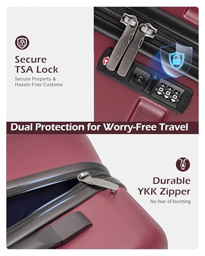 Image of COOLIFE Luggage Expandable(only 28 inch) Suitcase PC+ABS Spinner Built-in TSA Lock 20in 24in 28in Carry on (Radiant Pink, S(20in Carry on))