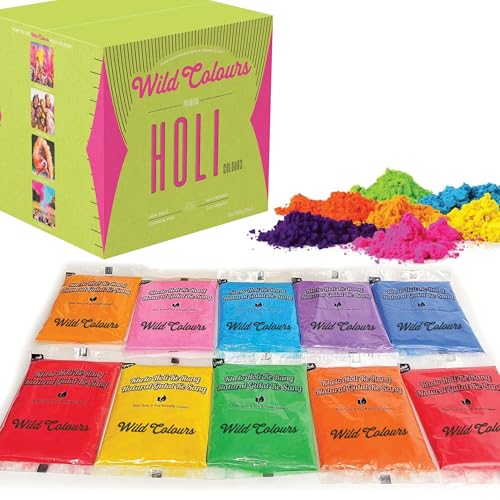 Premium Holi Colours - Holi Giftbox - Holi ke Rang - 100% Natural & Child Safe - Lab Tested Certified - 10 Vibrant Colours & Smooth Texture (100g [Pack of 10])
