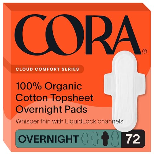 Image of Cora 100% Organic Cotton Topsheet Pads (72 Overnight Pads)