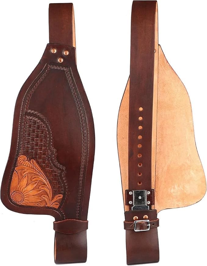 Horse Western Leather Fender Replacement Saddle Fender Pair Set for Roping Trail Barrel Pleasure Saddles with Belvin Buckles A51