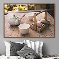Framed Canvas Wall Art Tea Servings Dark Drinks Farmhouse/Country Group Multicolor Photography Realism Tea - 16x24 inches