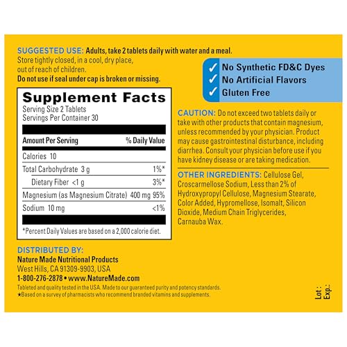 Nature Made Extra Strength Dosage Magnesium Citrate Tablets, 60 Tablets - image 8