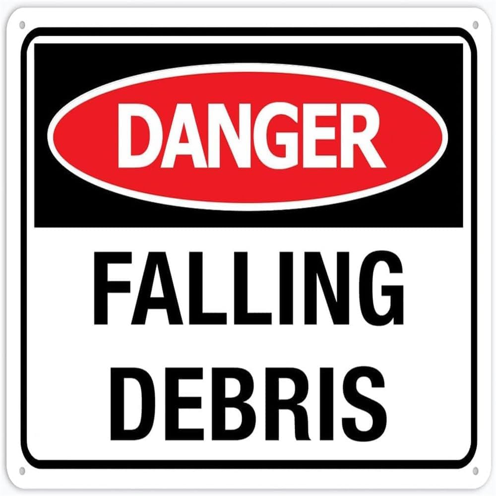Bdeyfg Colour5 Danger Falling Debris Metal Tin Sign Aluminum Warning Signs For Indoor & Outdoor Yard Lawn Sign Home Decor 8X12 Inch