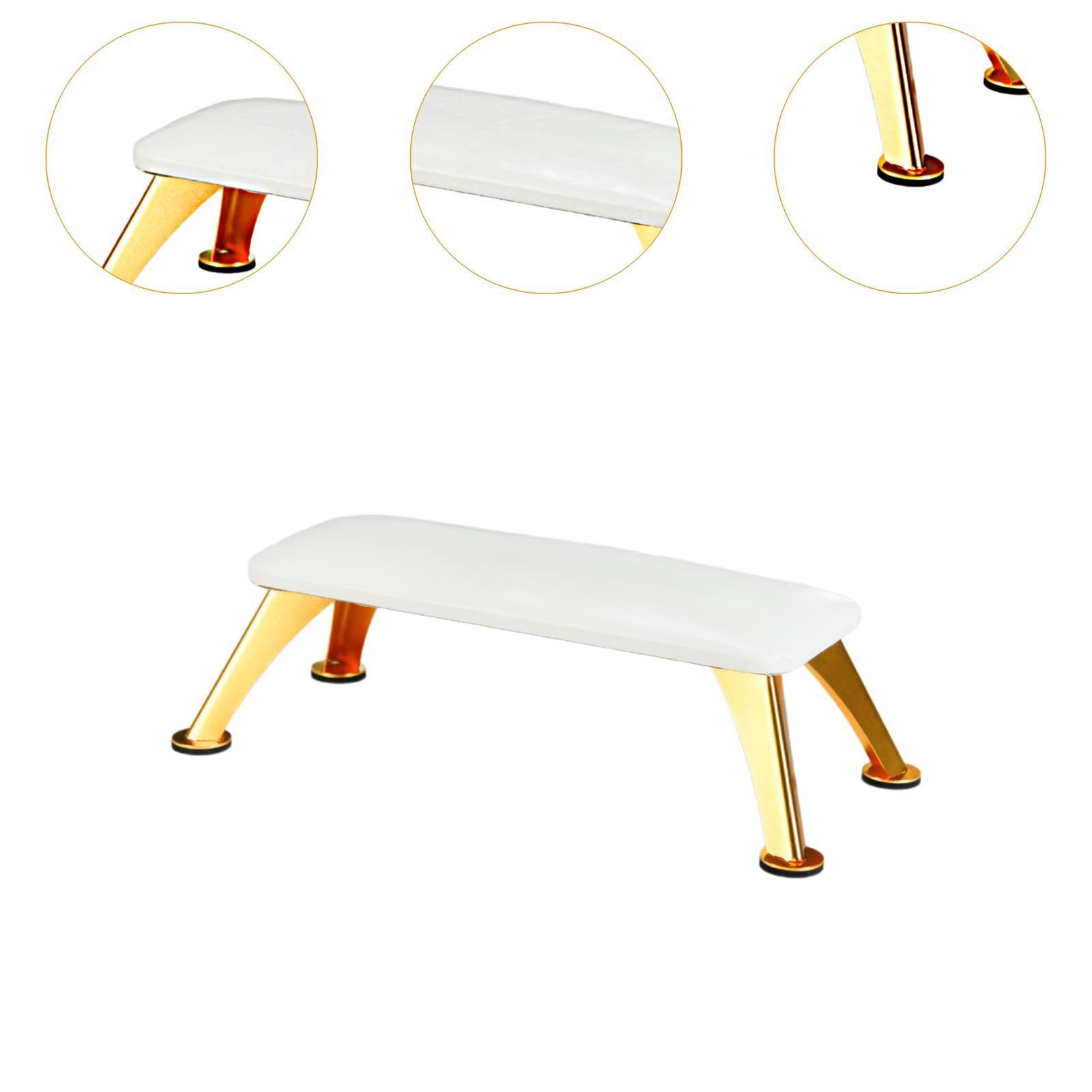 predolo Reposamanos para Manicura de Uñas, Almohada de Mano, Herramienta de Manicura, Tapete para Mesa de Uñas, Tecnología, Suministros de Uñas para Mujeres, blanco con pata dorada