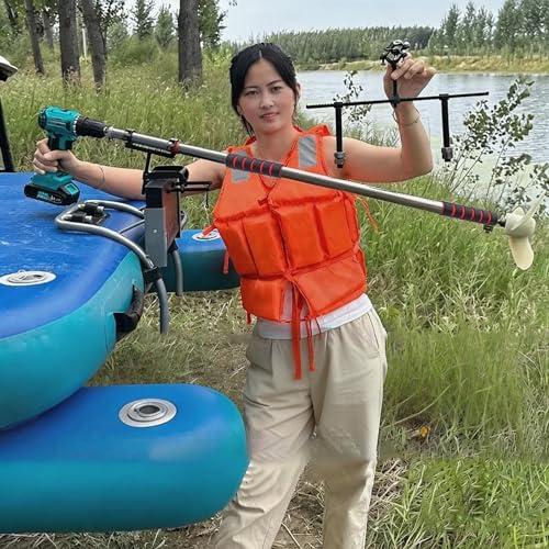 Motor Fueraborda Hélice de Taladro para Motor de Arrastre de Kayak, Kit de Remo de Kayak de Emergencia Portátil de 100 a 125 cm de Largo, Propulsor de Motor de Barco(With Bracket,L-125cm(49 1/4'))