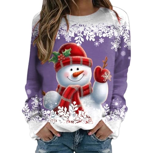 Imprimé Joyeux Noël sur ce sweat-shirt à col rond pour femme