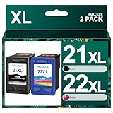 HALLOLUX Remanufactured Ink Cartridge Replacement for HP 21XL 22XL Ink Cartridges Works with HP DeskJet F4180 F2210 D1560 with HP OfficeJet 4315 J3640, FAX 3180 (1 Black, 1 Tri-Color)