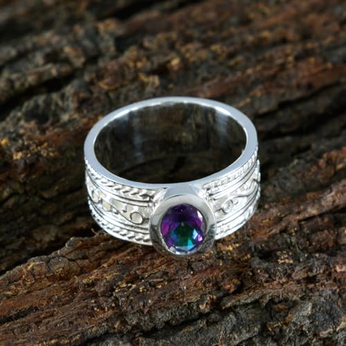 Image of 55Carat Choose Your Color Genuine Gemstone Sterling Silver Ring Band Vintage Handmade Jewelry Sizes 5-12