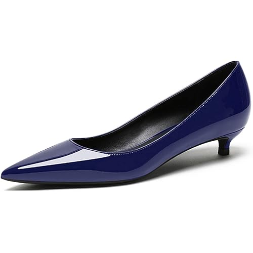 Eldof Women's Low Heel Pumps Pointed Toe Kitten Heels Slip on Comfort Pumps 1.4 Inches for Dress Party Office