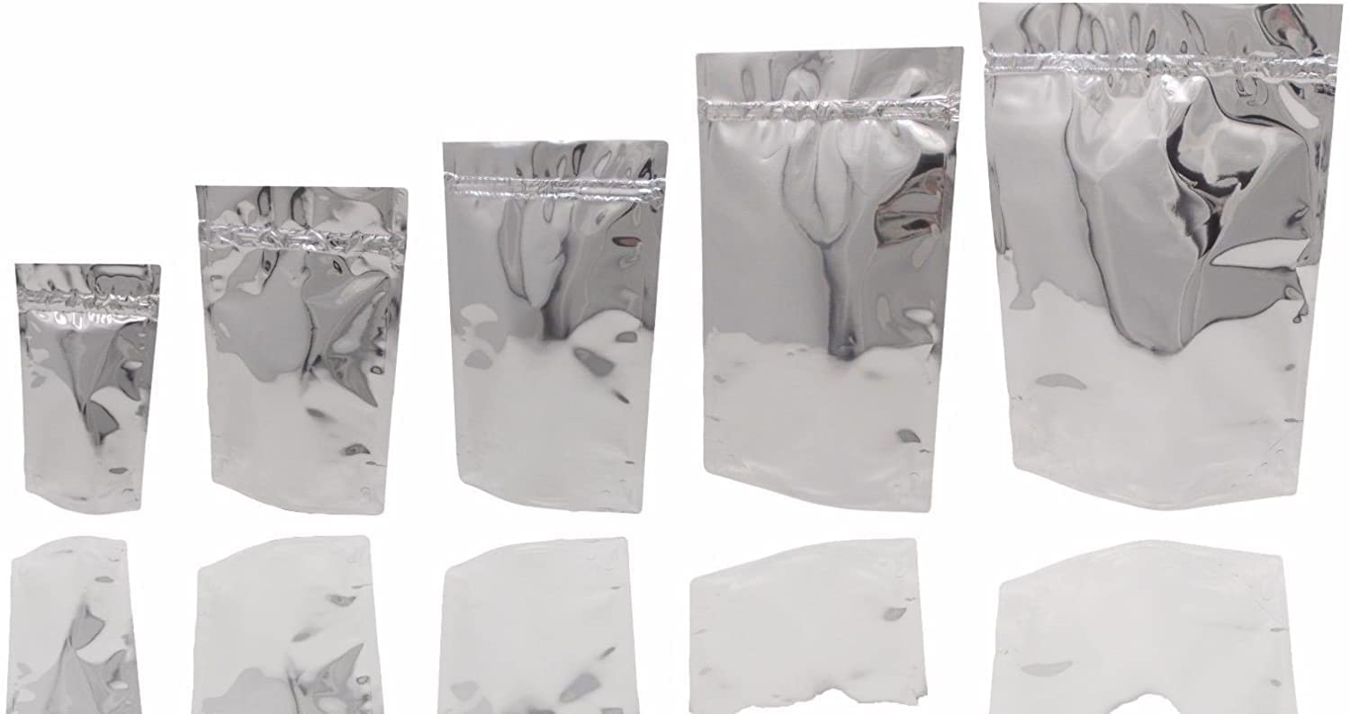 Jamo Solutions | 25pcs, 2000ml | Stand up Mylar Pouch/Silver Shine with Heat Seal/Zip Lock (210x310mm)